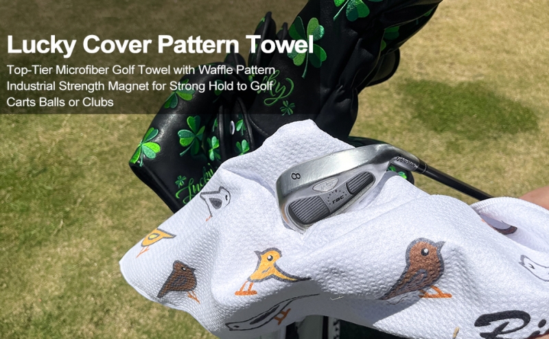 Custom Logo Embroidered Birdie Microfiber Waffle Golf Towel