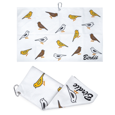 Custom Logo Embroidered Birdie Microfiber Waffle Golf Towel